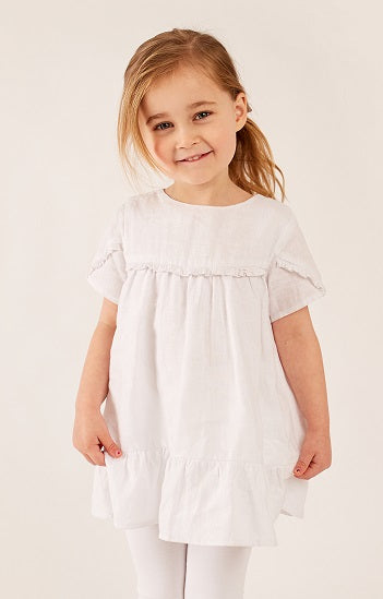 White - Short Sleeve Ruffle Top