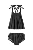 Black - Strappy Dress + Frill Bloomers
