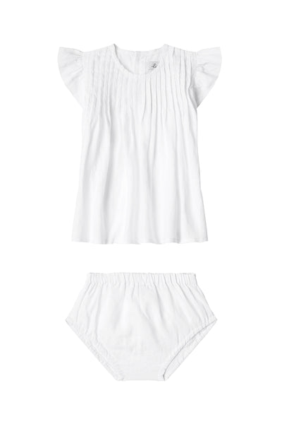 White - Cap Sleeve Dress + Bloomers